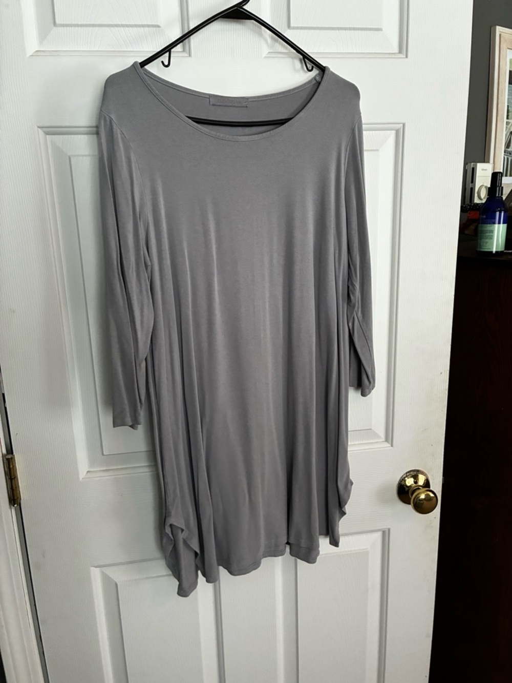 cut loose Soft Gray Draped Long Sleeve Tunic